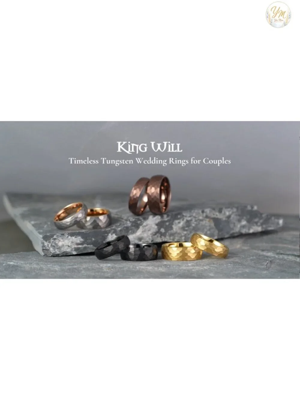 Mens Tungsten Carbide Wedding Band Hammered Groove Two Tone Engagement Ring